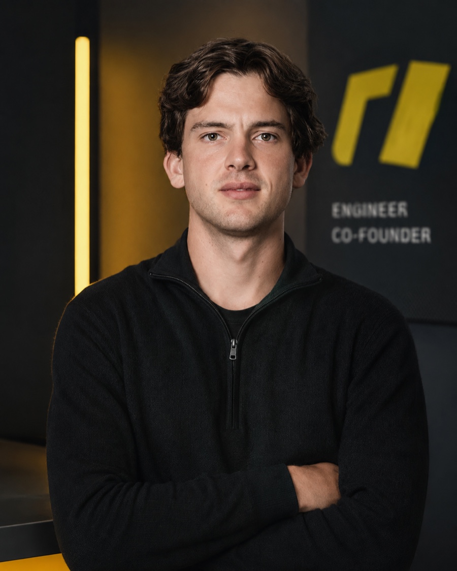 Ritratto di Tommaso, ingegnere e co-fondatore di Black Factories